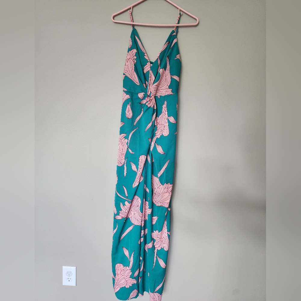Teal and Pink Floral Scarf